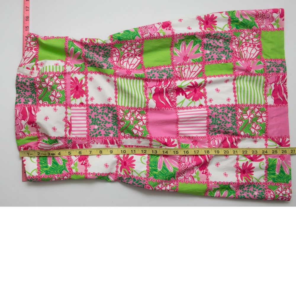 Lilly Pulitzer Franco Mini Dress Strapless Patchtastic Pattern Pink Green Size 4 - Picture 6 of 6